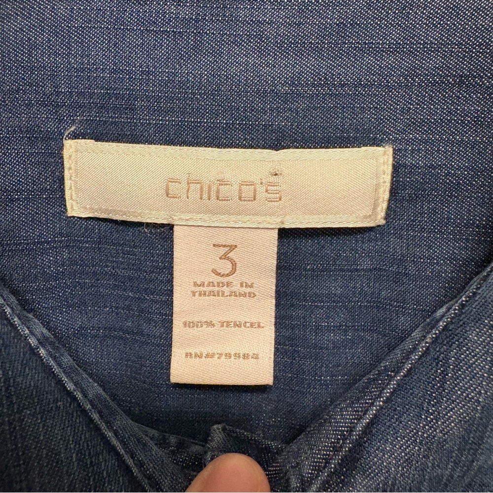 Chico's Indigo Blue Denim Button-Front Shirt - Picture 3 of 16